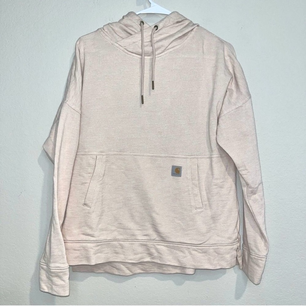 Carhartt Women’s Light Pink Pullover Newberry Hoodie Sweatshirt-Relaxed Fit (S)